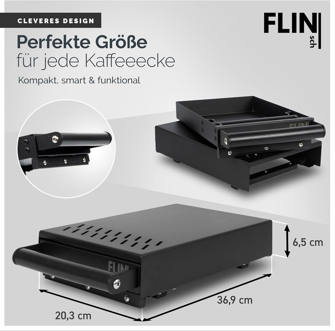 Flinsch Kaffee Abklopfbehälter - Sudschublade für Espresso Siebträgermaschinen in matt schwarz aus h