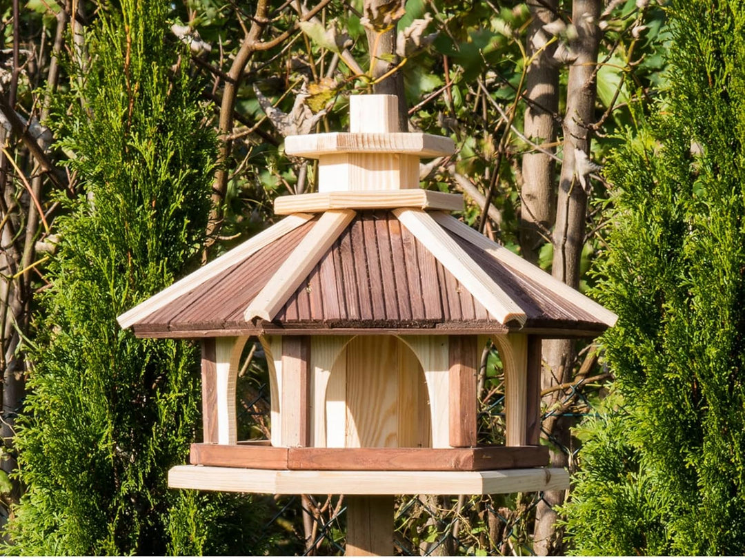 Vogelhäuschen, Vogelhaus aus Holz, Vogelhäuschen, Nistkasten, mit Ständer (Braun, XL) XL Braun, XL B