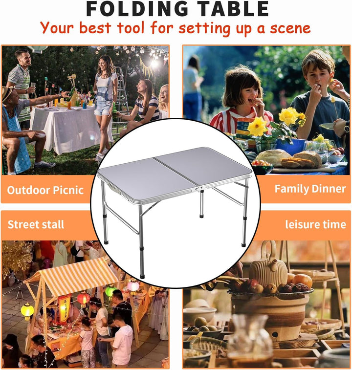 90cm Faltbarer Campingtisch, tragbarer Faltbarer Picknicktisch mit stabilen Aluminiumbeinen und Trag