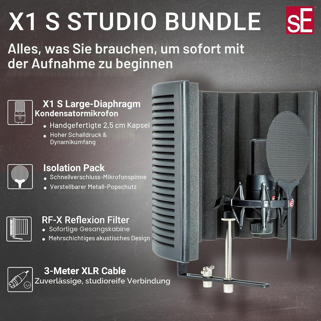 SE ELECTRONICS X1 S Mikrofon und Akustik Panel Set schwarzes, schwarzes