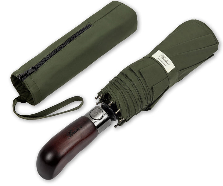 Balios® Regenschirm Mit Echtem Holzgriff -Optional | Auf Zu Automatik | Sturmfest & Windsicher | Tas