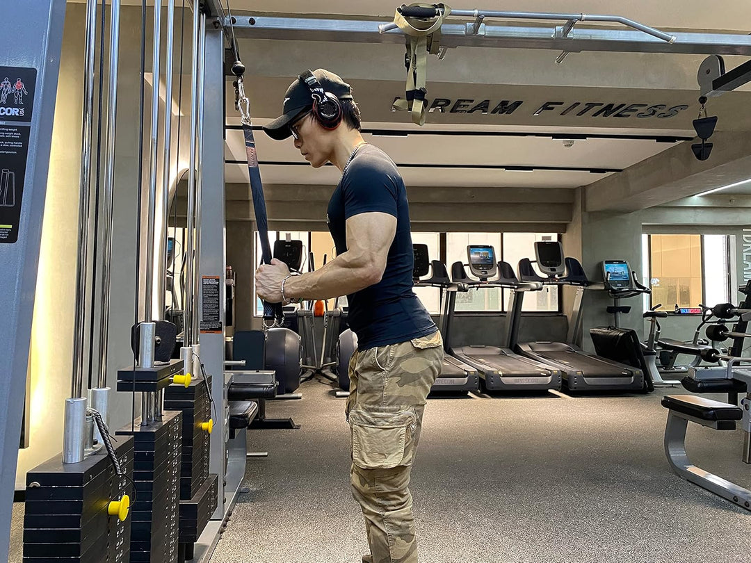 Heavy Exercise Handles Gym Cable Machine Attachments Durable Double D Rings Handles Resistance Bands