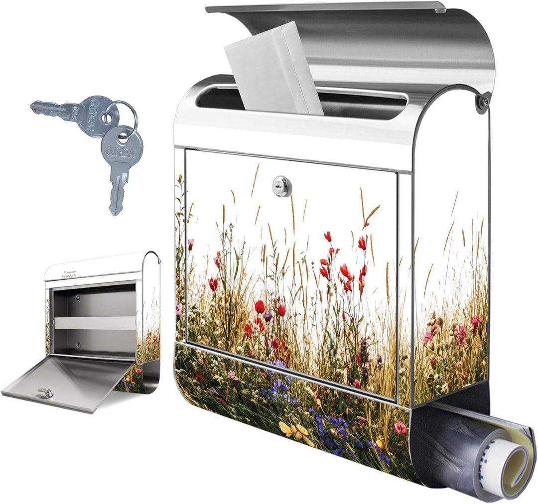 banjado Briefkasten Edelstahl personalisiert 38x43x12cm & 2 Schlüssel - rostfreier Edelstahl Briefka