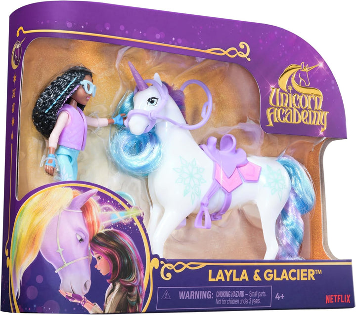 Unicorn Academy Layla und Einhorn Glacier Set - ca. 12 cm grosse Originalfiguren zur beliebten Netfl