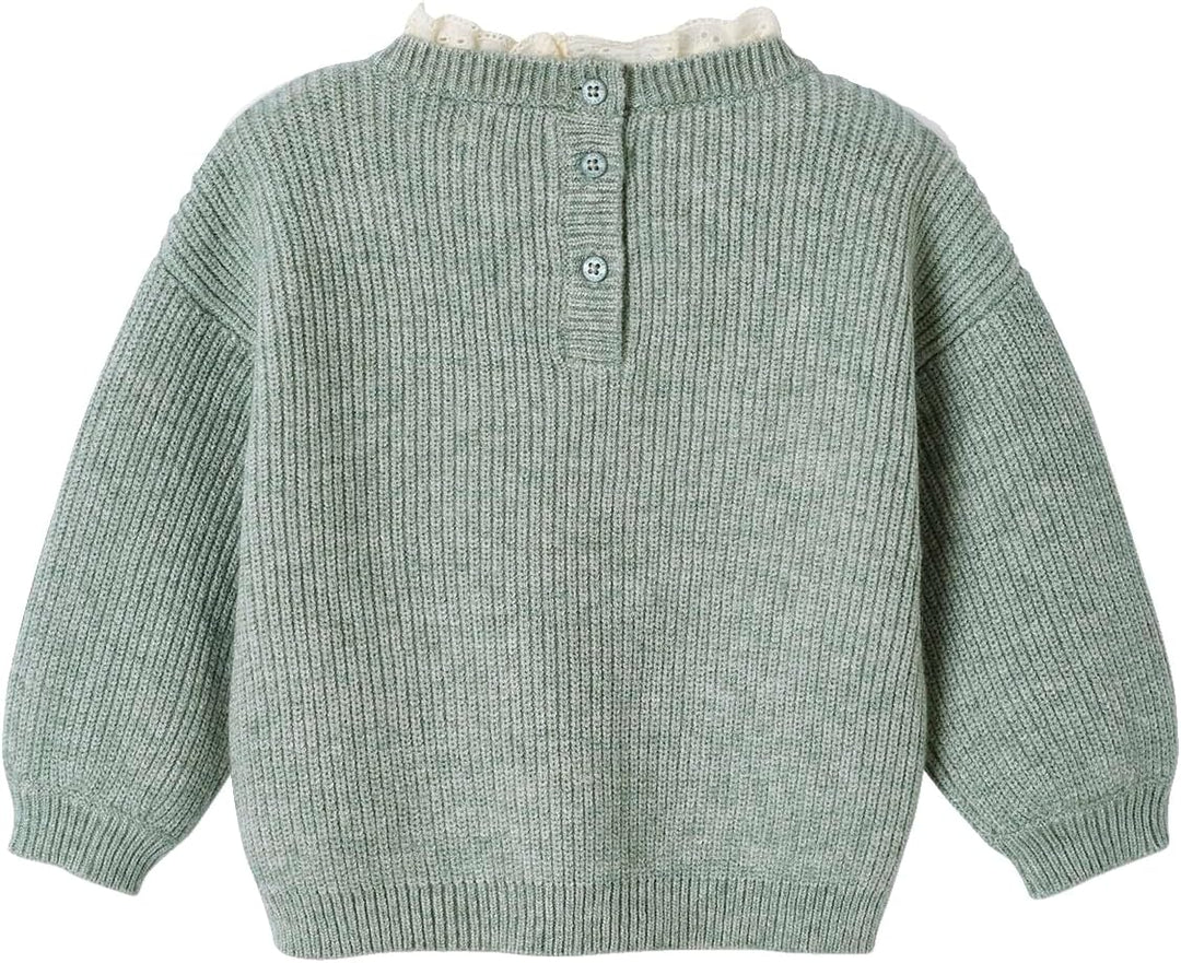 Vertbaudet Baby Pullover mit Volantkragen, Capsule Collection Mama, Tochter & Baby 62 Salbeigrün, 62