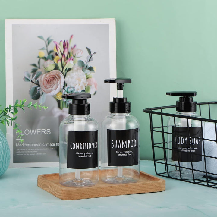 Segbeauty Seifenspender, 3 Stück 300 ml Shampoo Flaschen zum Befüllen, Soap Dispenser mit 2 Seifensp