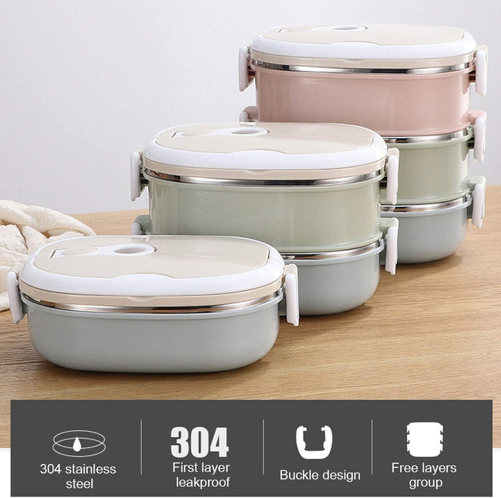 Thermo Lunchbox, 304 Edelstahl-Lunchbox, Thermo Essensbehälter Mehrschichtige Lebensmittelbehälter m