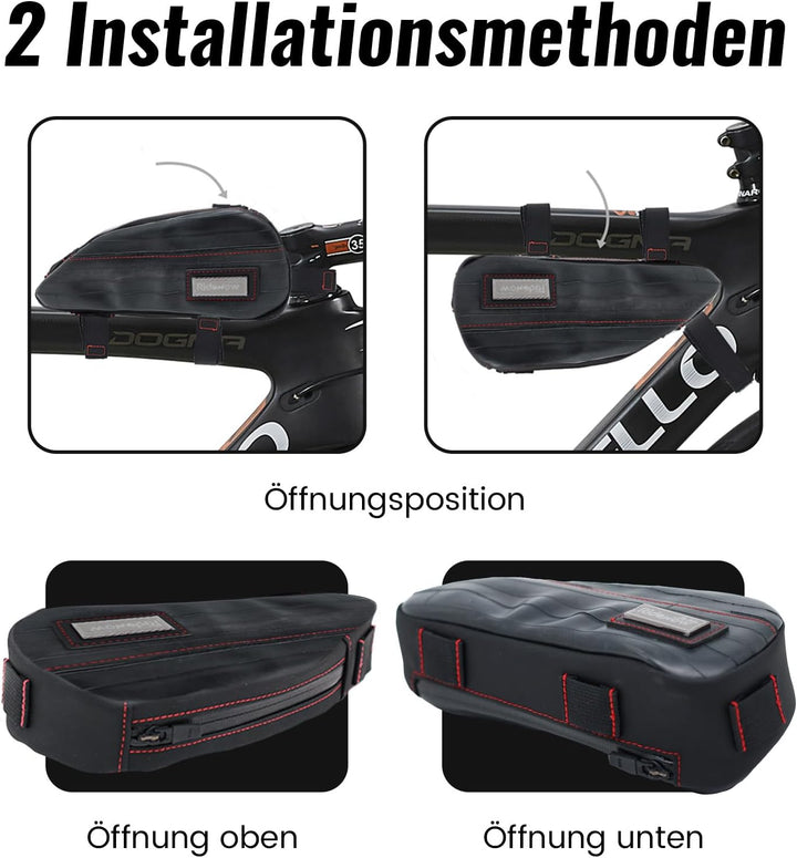RIDENOW Fahrradtasche Rahmentasche aus recycelten TPU-Schläuchen & Gummischläuchen, Schmale wasserdi