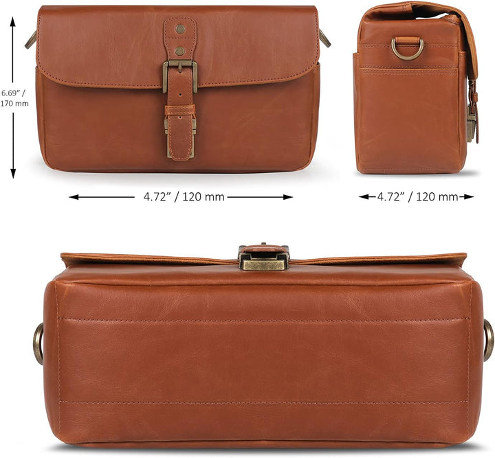 MegaGear MG1525 Kameratasche - Kuriertasche aus Leder für Spiegellose, Sofortbild - und DSLR Kameras