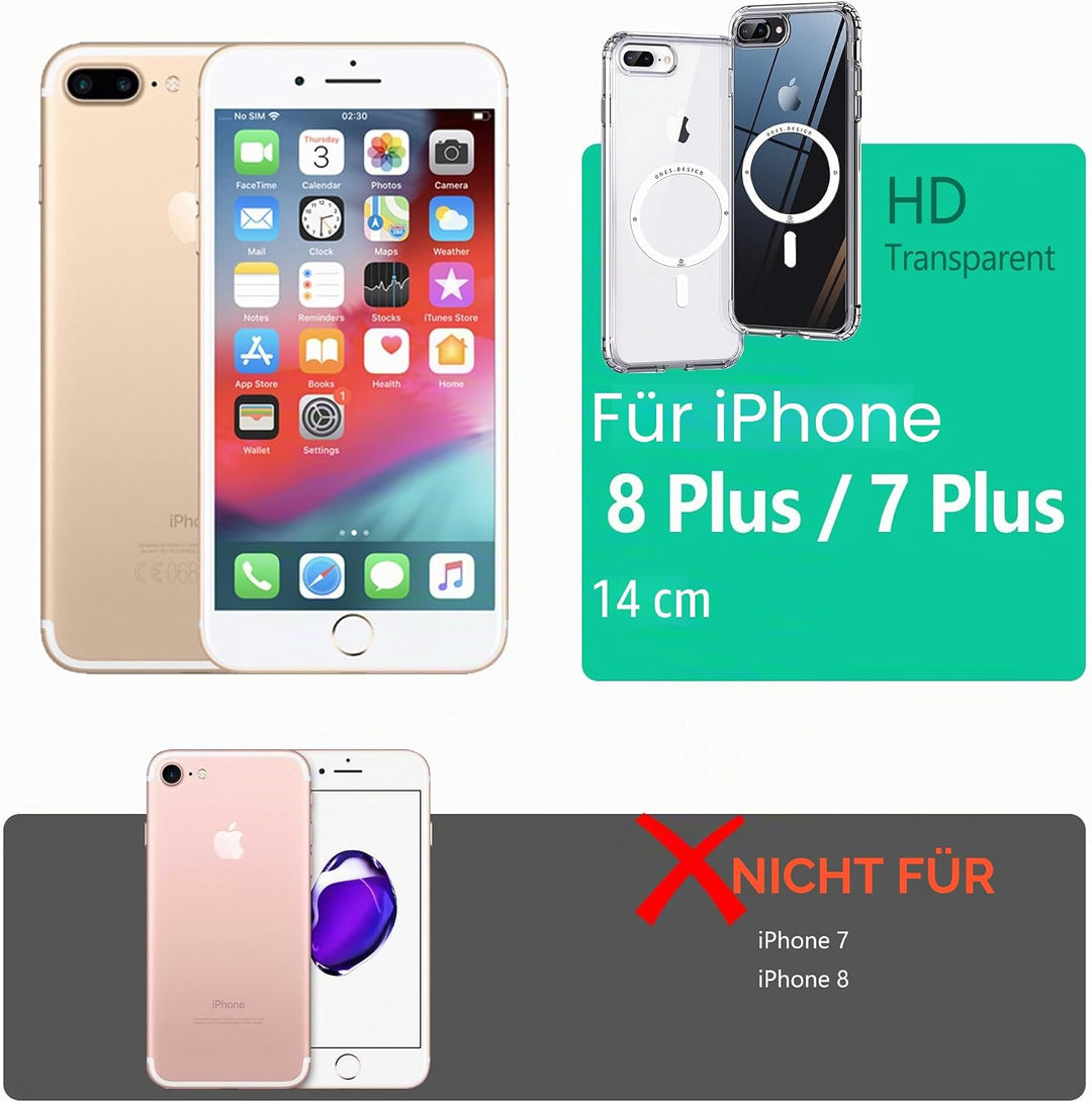 ONES für iPhone 8 Plus / 7 Plus Hülle, Kompatibel mit MagSafe, Militärnorm Schutz Magnetisches Handy