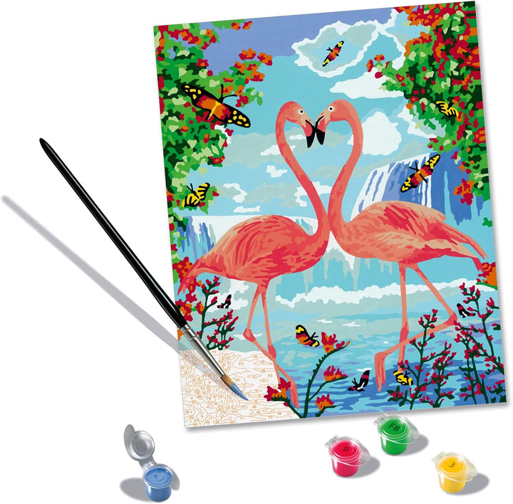 Ravensburger CreArt 28991 - Flamingo Love - Malen nach Zahlen Erwachsene, DIY Malset mit Pinsel und