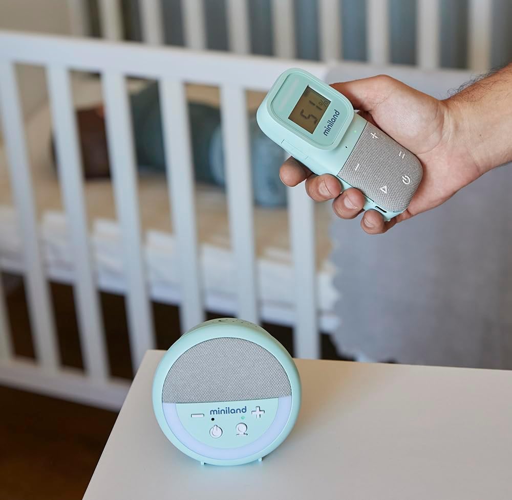 Miniland Digitalk Projector, Audio-Babyphon, Babyphone mit Lichtprojektor und weissem Rauschen, Temp