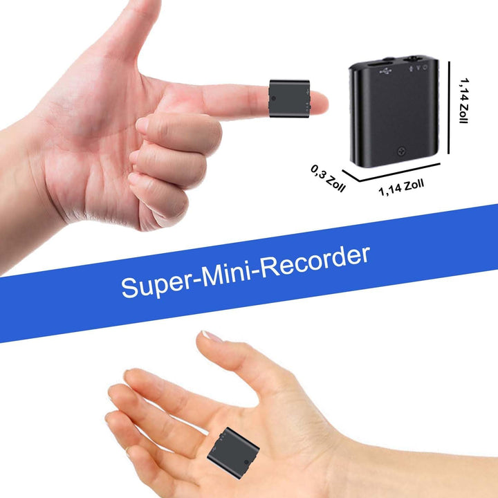 Mini Sprachrecorder, 16 GB, MP3-Wiedergabe, Magnet und Sprachaktivierung, USB-wiederaufladbare Voice