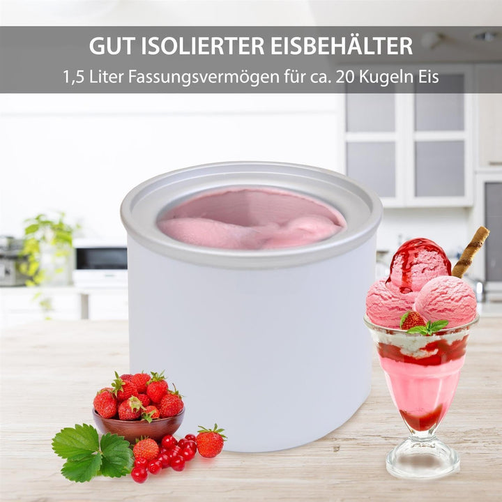 Gino Gelati Eiscreme Maschine Drions/Eismaschine Speiseeismaschine Eisbereiter, Weiss/Blau, Edelstah