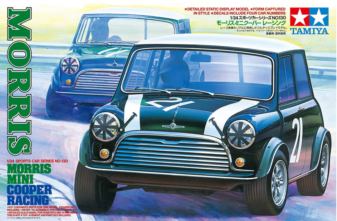 TAMIYA 24130 1:24 Morris Mini Cooper Racing - Modellbau, Plastik Bausatz, Hobby, Basteln, Kleben, Mo