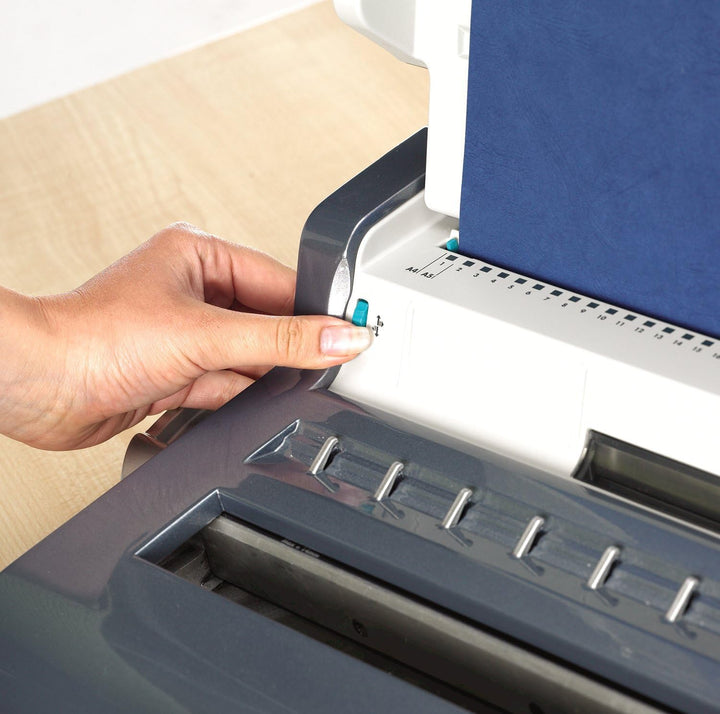 Fellowes Drahtbindegerät Quasar Wire, stanzt 15 Blatt, bindet 130 Blatt mit Drahtbinderücken 3:1, in