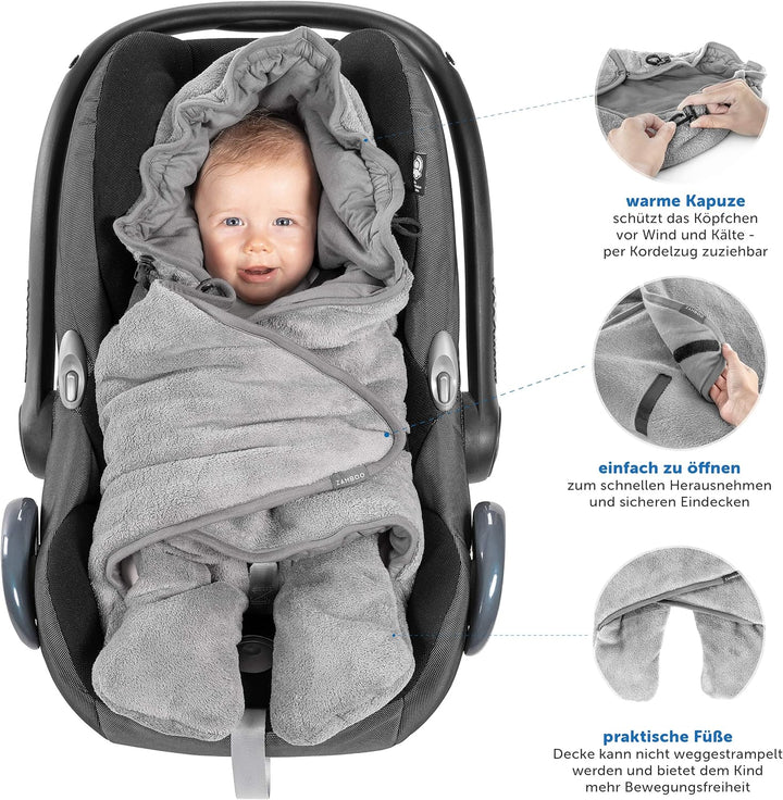 Zamboo Baby Einschlagdecke mit Füssen - Sommer - leichte Decke für Babyschalen/Autositze (passend fü