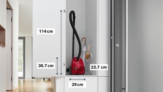 Bosch Staubsauger mit Beutel Serie 2 BGLS2RD1, Rot | Made in Germany, Hygiene-Filtersystem, Grosser