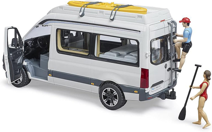 bruder 02672 - Mercedes-Benz Sprinter Camper mit Fahrer, Camping-Set, Geschirr - Wohnmobil Reisemobi