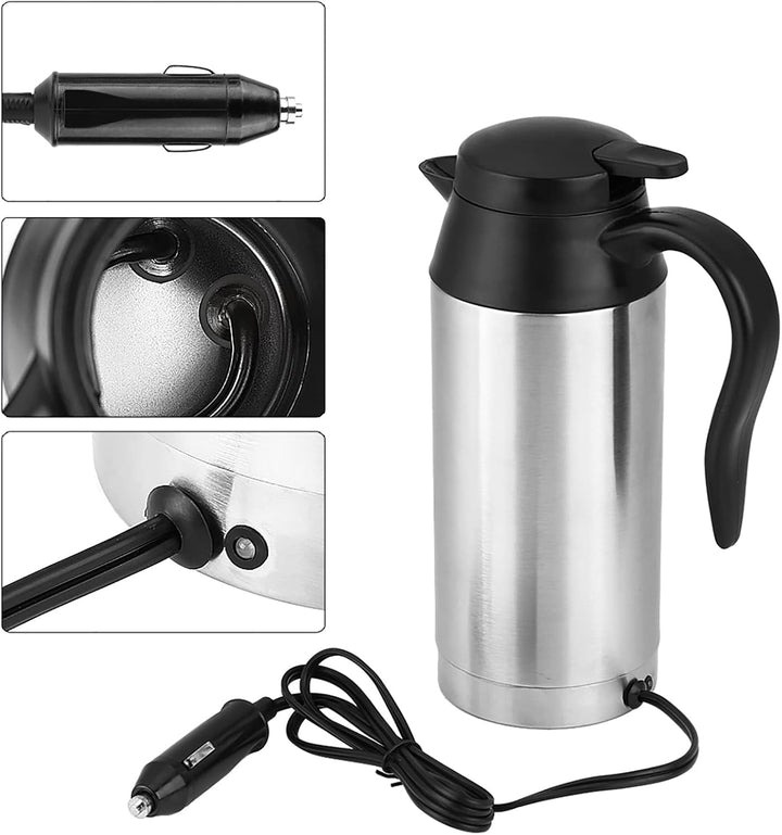 Wasserkocher Auto, 750ml 12v Elektrischer Wasserkocher, Reise Wasserkocher Edelstahl, mit Zigaretten