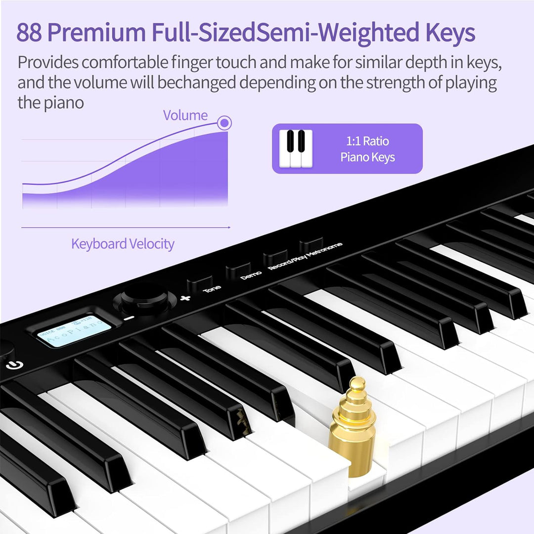 TERENCE Piano mit 88 Tasten Faltbares Klaviertastatur mit 1800mAh Batterie unterstützung MIDI USB-Sc