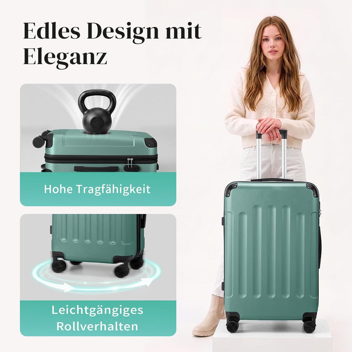 LALAHO Kofferset 4 teilig Hartschale mit verstärkten Ecken, Reisekoffer mit Rollen Gross, Koffer Set