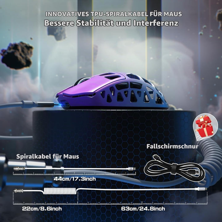 ATTACK SHARK R3PRO 46g Superlight Magnesiumlegierung Maus, 8000Hz Kabellose Abfragerate, 26000 DPI,