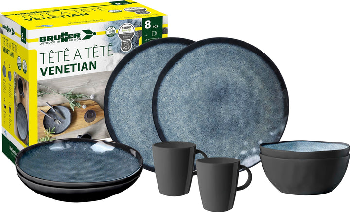 BRUNNER 0830143N.C9X Campinggeschirr Set für 2 Personen, Tête-À-Tête Venetian, 8-teilig