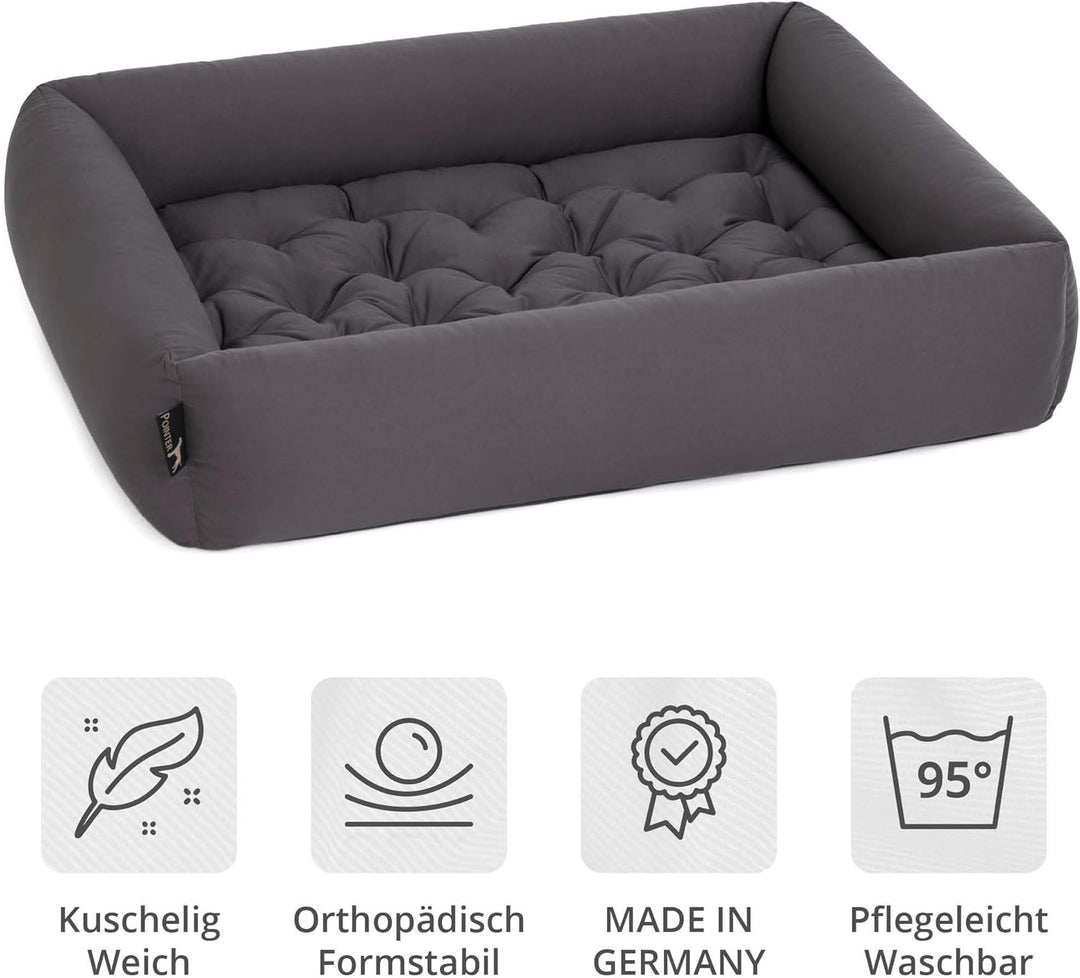 Pointer | Hundebett mit Hundekissen - orthopädisch, waschbar, bequem (L - 80x70 cm, Anthrazit) L - 8