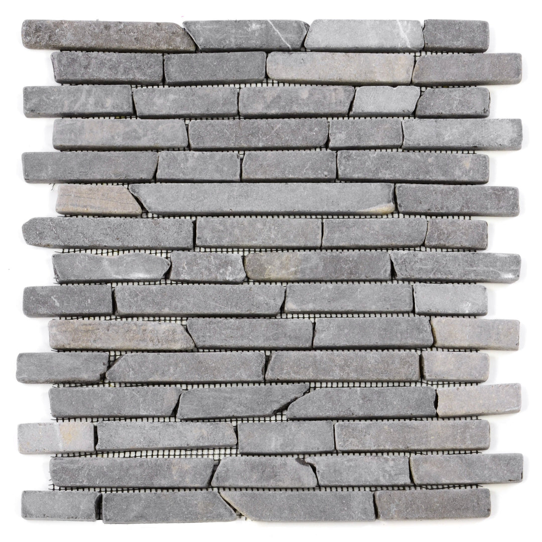 DIVERO 11 Fliesenmatten Naturstein Stäbchen Mosaik Fliesen aus Marmor für Wand und Boden grau á 29 x