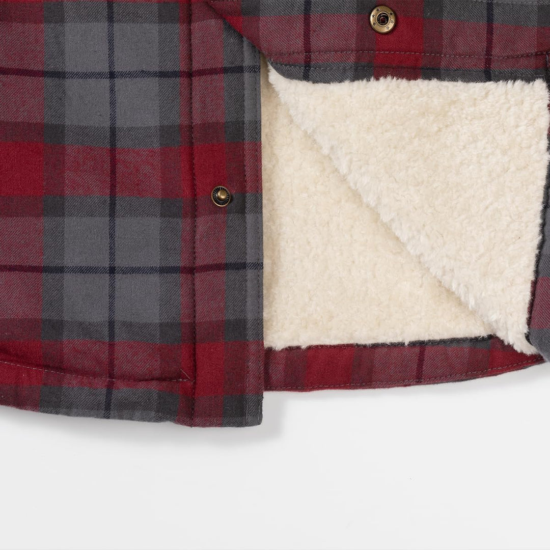 Coevals Club Herren Flanell Jacke Hemd Sherpa Holzfällerhemd Flanellhemd Langarm Kariertes Druckknöp
