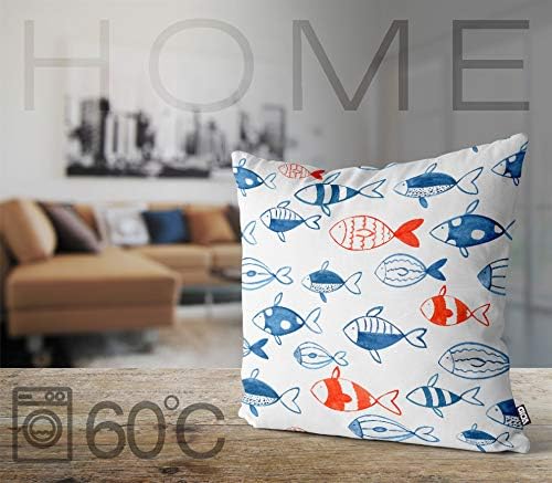 VOID Fischschwarm Blau Rot Kissenbezug Kissenhülle Sofakissen Kissen Deko Outdoor-Kissen Dekokissen,