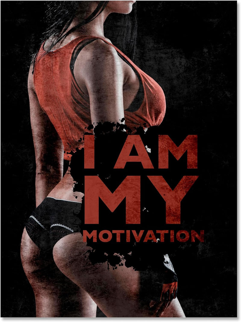 wandmotiv24 Leinwand-Bilder Motivation, Grösse 100x75cm, Hochformat, I am My Motivation, Frau, Sport