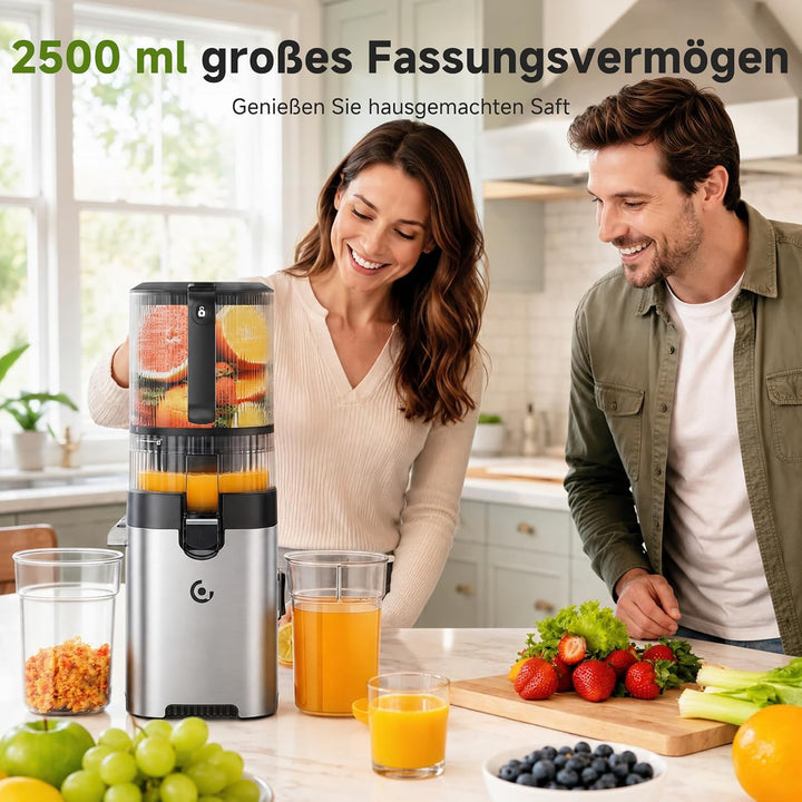 AMZCHEF Entsafter - Slow Juicer mit 158MM grosse und Grössere Einfüllschacht für Ganze Obst und Gemü