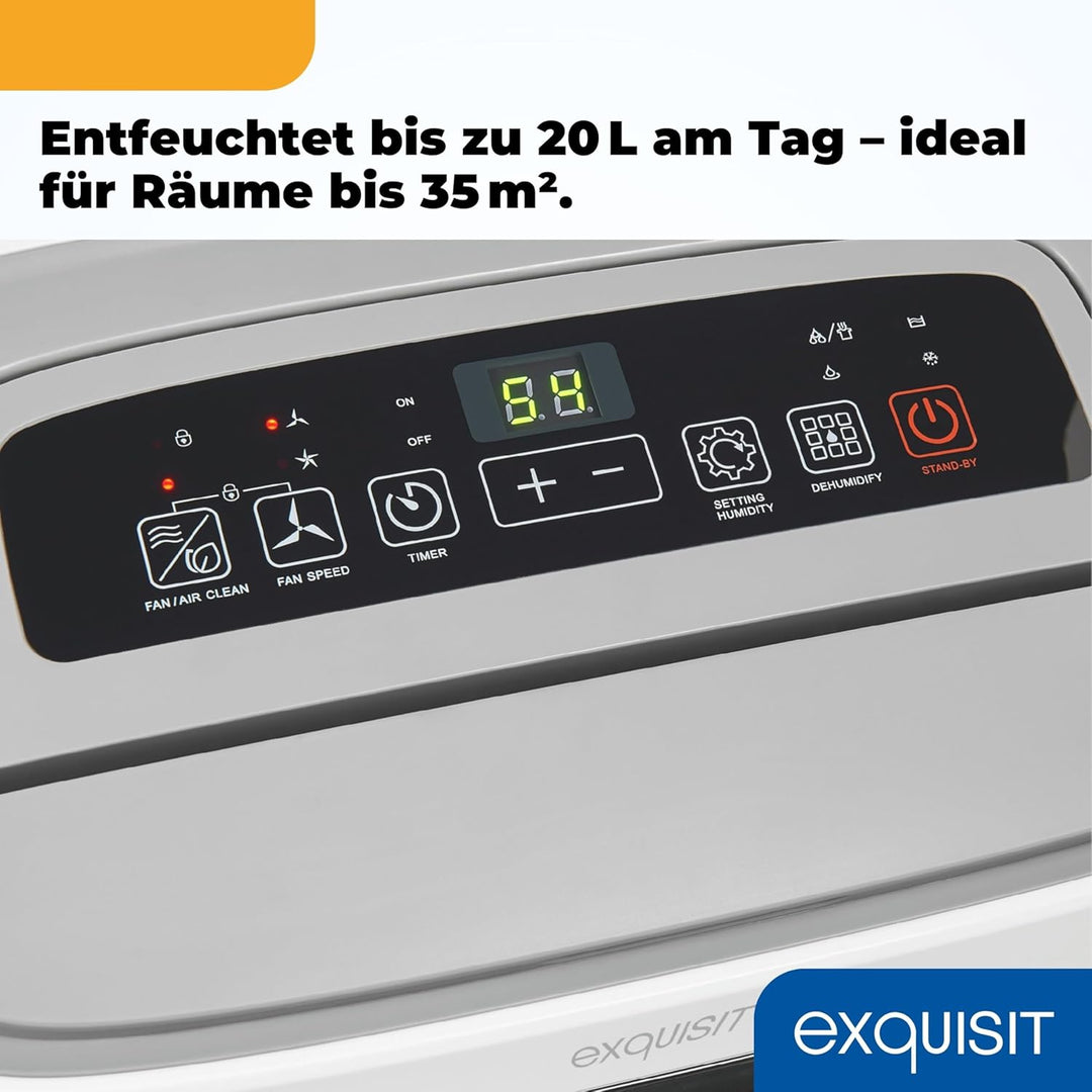 Exquisit Mobiler Luftentfeuchter, 5,5 Liter Wassertank, 400 Watt, 180m³/h, Timer, Für 30-35m², Betri
