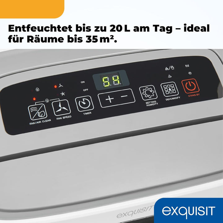 Exquisit Mobiler Luftentfeuchter, 5,5 Liter Wassertank, 400 Watt, 180m³/h, Timer, Für 30-35m², Betri