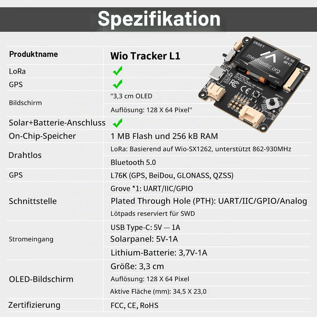 2 Set Wio Tracker L1 Board mit 3000mAh Akku und Gehäuse Set – SX1262 nRF52840 Kit für AR duino Mesht