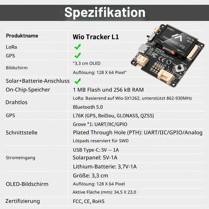 2 Set Wio Tracker L1 Board mit 3000mAh Akku und Gehäuse Set – SX1262 nRF52840 Kit für AR duino Mesht