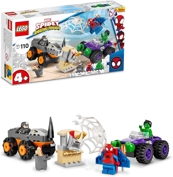 LEGO Marvel Spidey und Seine Super-Freunde Hulks und Rhinos Monster Truck-Duell, Spider-Man-Set, Sup