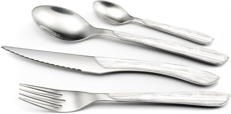 Amefa ECLAT Besteck Set | NATURE Weiss Holz | Essbesteck 24-teilig für 6 Personen | Edelstahl rostfr