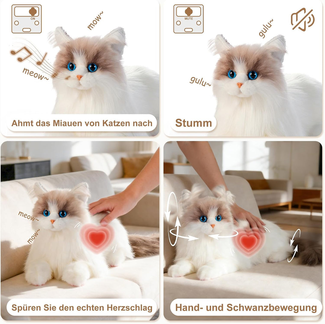 Chongker Interaktives Plüschtier Roboter Katze (Weiss), Weiss
