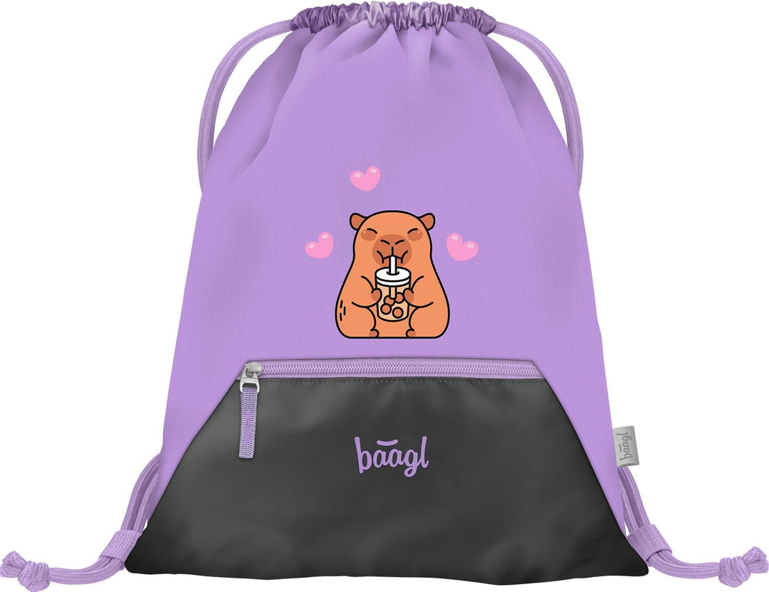 Baagl Schulranzen Mädchen Set 3 Teilig Capybara (Zippy Schultasche für 1. Klasse, Mäppchen, Turnbeut
