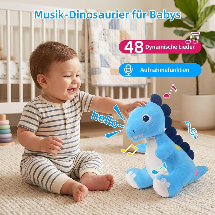 Baby Spielzeug 6-12 Monate, Dinosaurier Musikalische Krabbelspielzeug Tummy Time Toy, Spielzeug ab 6