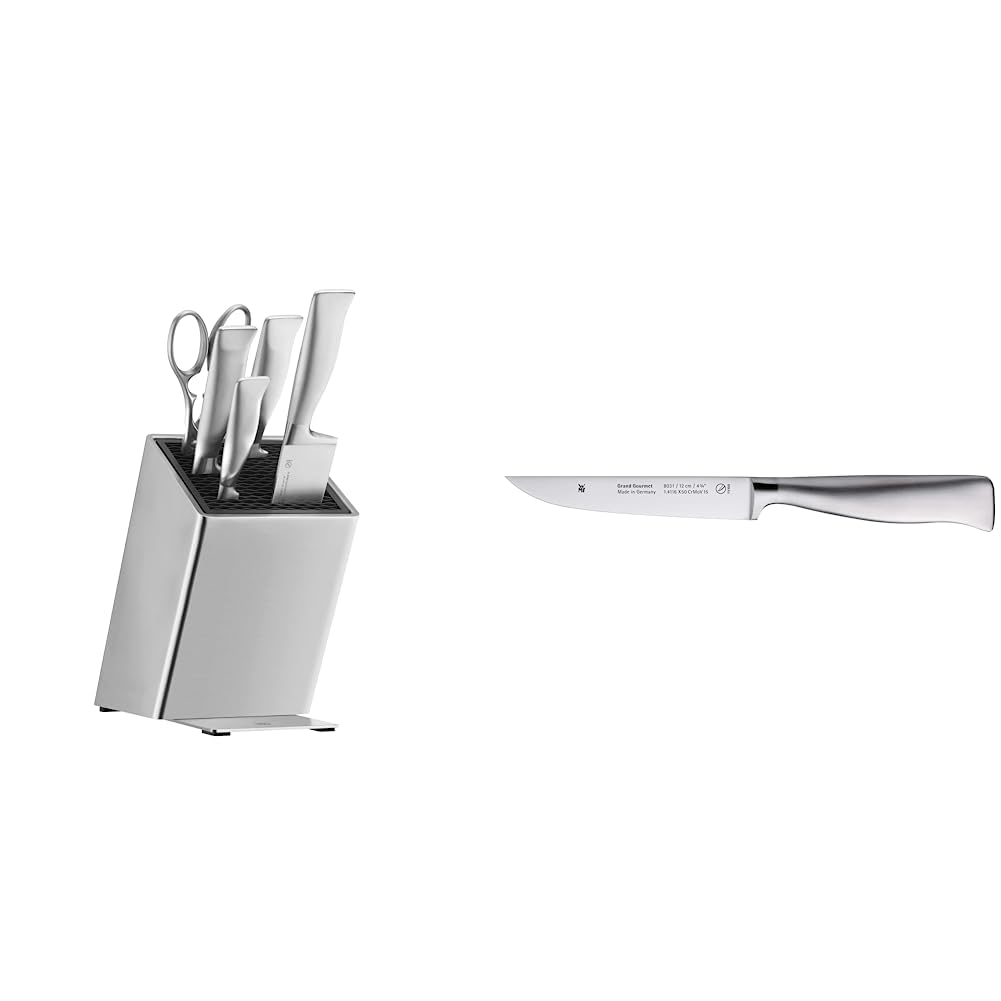 WMF Grand Gourmet Messerblock mit Messerset 6teilig, Made in Germany, 4 Messer geschmiedet & Grand G