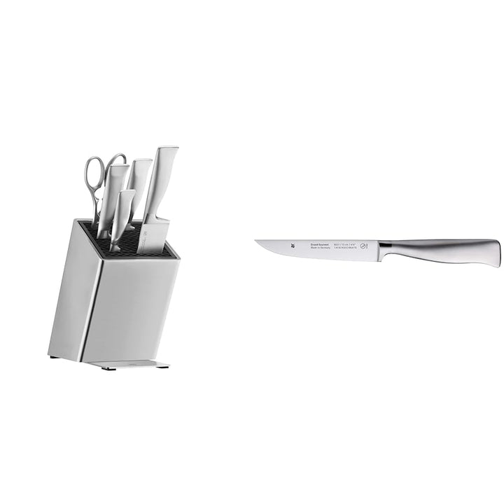 WMF Grand Gourmet Messerblock mit Messerset 6teilig, Made in Germany, 4 Messer geschmiedet & Grand G
