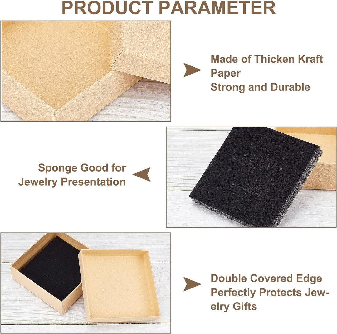 nbeads 24 Stück Braun Karton Geschenkbox Schmuckschatulle Quadrat Schmuck Box Halsketten Verpackung