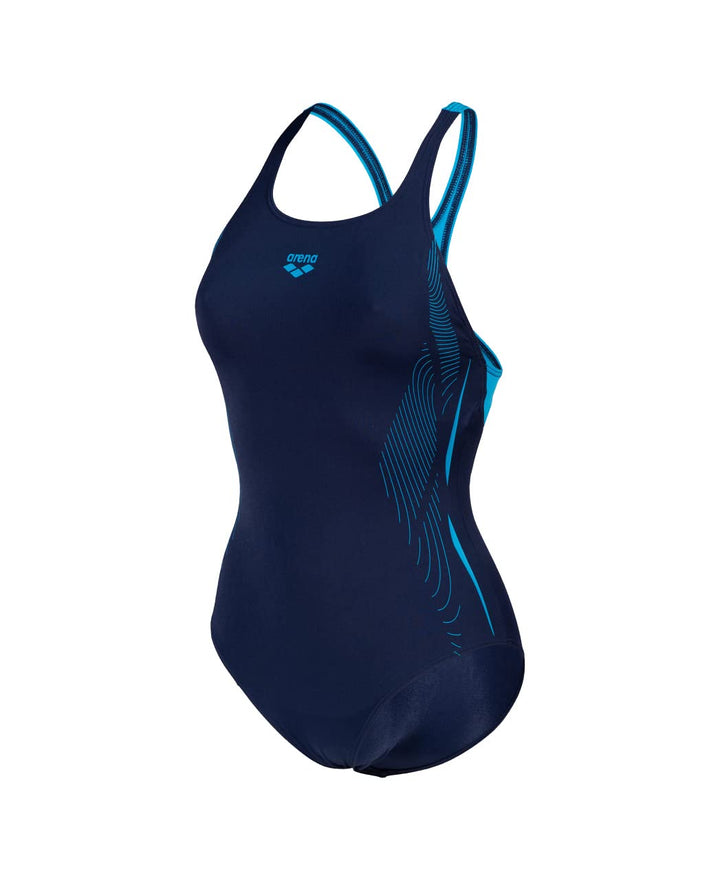 ARENA Damen Women's Swimsuit Swim Pro Back Graphic Lb One Piece Swimsuit 36 Marine-türkis, 36 Marine