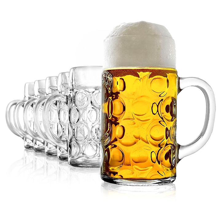 Stölzle Oberglas Bierkrug ISAR / 6er Set Bierkrüge 1 Liter/Stabiler Bier Krug/Masskrug aus Soda Lime