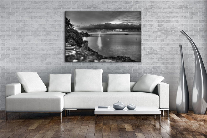 deyoli Küstenabschnitt von Bretagne Effekt: Schwarz/Weiss Format: 80x60 als Leinwand, Motiv fertig g