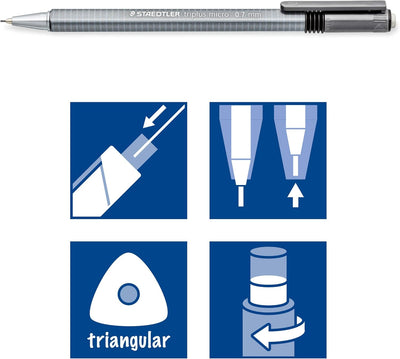 Staedtler 774 27 VE 77407 triplus micro Druckbleistift mit ergonomischem Dreikant-Schaft 0,7 mm 10 S